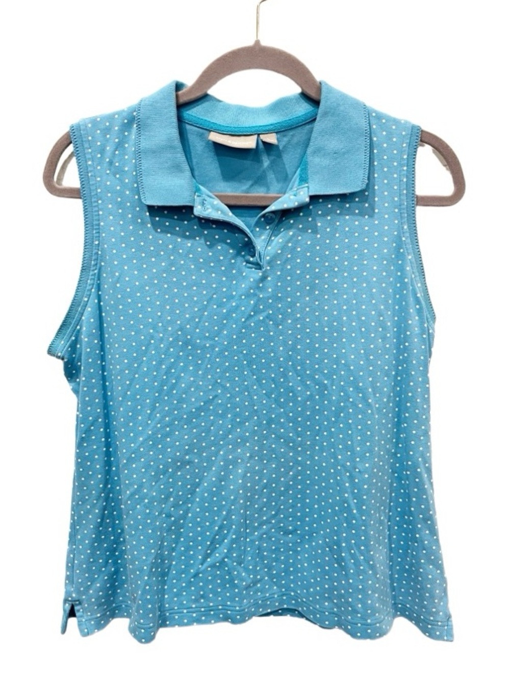 Vintage Sporty Prep 90s Polka Dot Polo Size Large Tenniscore Varsity Preppy